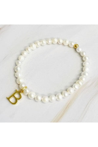 Freshwater Pearl Initial Charm Bracelet - SwagglyLife Home & Fashion