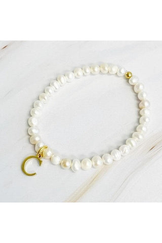 Freshwater Pearl Initial Charm Bracelet - SwagglyLife Home & Fashion