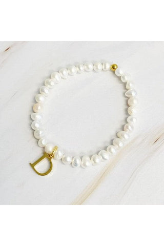 Freshwater Pearl Initial Charm Bracelet - SwagglyLife Home & Fashion