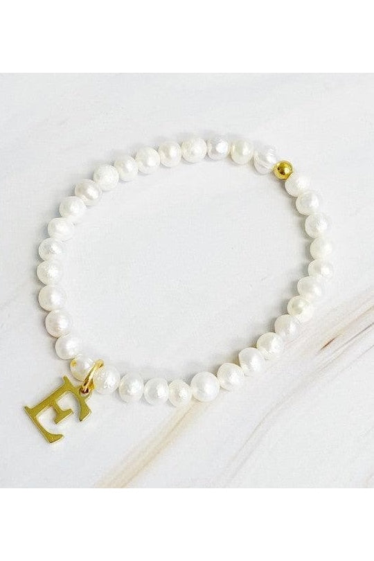 Freshwater Pearl Initial Charm Bracelet - SwagglyLife Home & Fashion