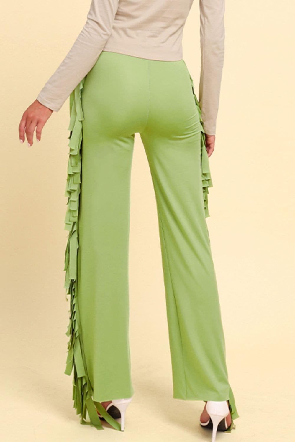 Fringe Trim Wide Leg Pants - SwagglyLife Home & Fashion