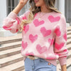 Fuzzy Heart Pink Knit Sweater Valentine - SwagglyLife Home & Fashion