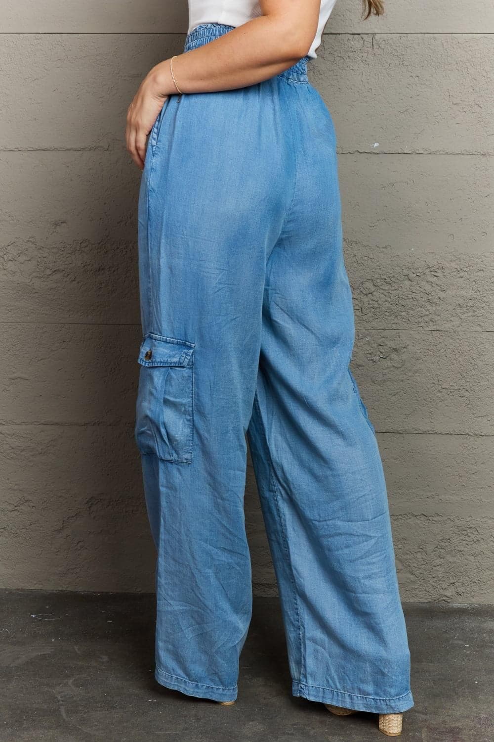 GeeGee Out Of Site Full Size Denim Cargo Pants - SwagglyLife Home & Fashion