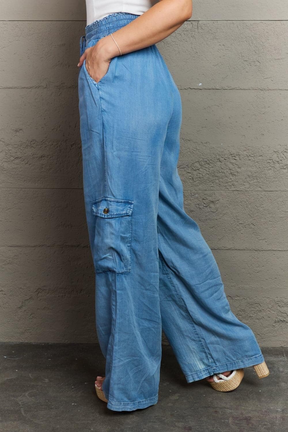GeeGee Out Of Site Full Size Denim Cargo Pants - SwagglyLife Home & Fashion