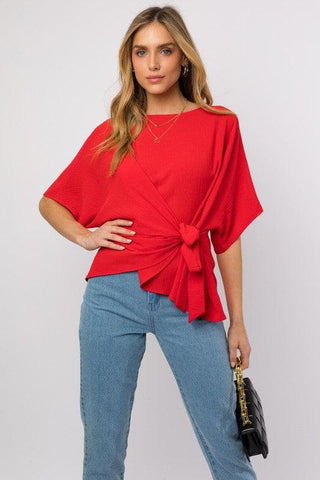 GILLI 3/4 Sleeve Side Tie Top - SwagglyLife Home & Fashion