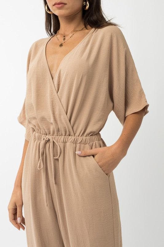 GILLI Dolman Sleeve Surplice Jumpsuit - SwagglyLife Home & Fashion