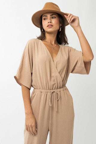 GILLI Dolman Sleeve Surplice Jumpsuit - SwagglyLife Home & Fashion