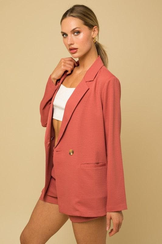GILLI Double Breasted Blazer, Coral - SwagglyLife Home & Fashion