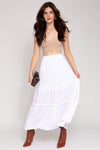 GILLI Elastic Waist Merrow Edge Tiered Midi Skirt - SwagglyLife Home & Fashion