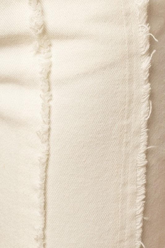 GILLI Frayed Hem Flare Pants, White - SwagglyLife Home & Fashion
