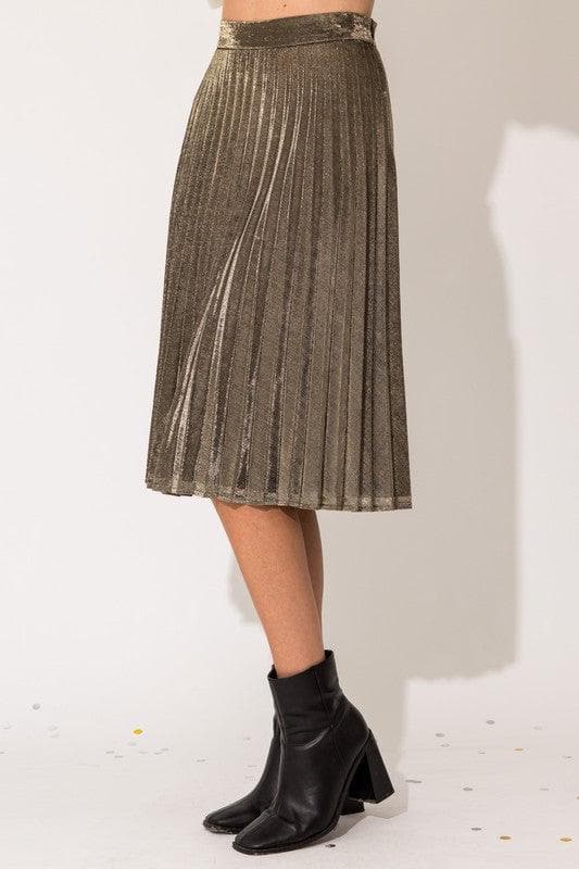 GILLI Lurex Fabric Pleated Midi Skirt - SwagglyLife Home & Fashion