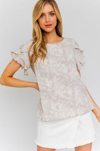 GILLI Overlap Ruffle Sleeve Ditsy Print Top - SwagglyLife Home & Fashion