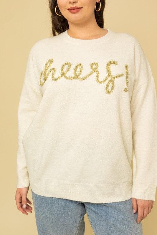 GILLI Plus Size Cheers Pullover Sweater - SwagglyLife Home & Fashion