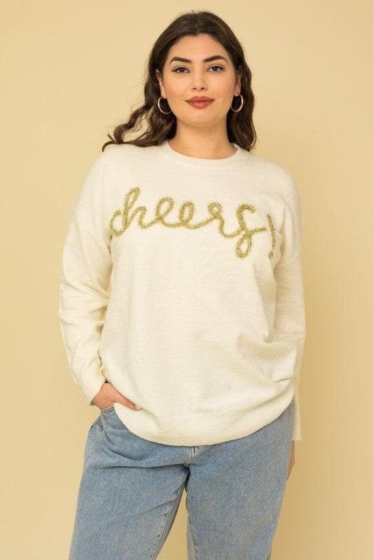 GILLI Plus Size Cheers Pullover Sweater - SwagglyLife Home & Fashion