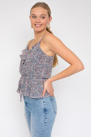 Gilli Sleeveless Elastic Waist Top With Ruffle - SwagglyLife Home & Fashion