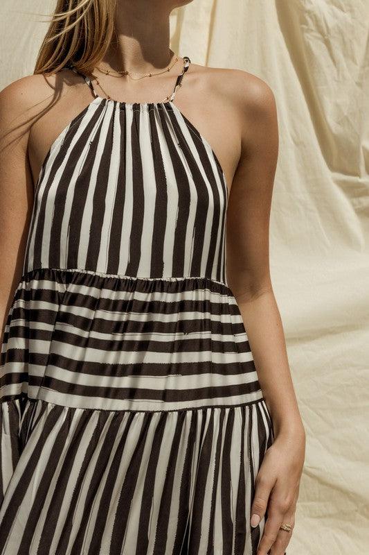 GILLI Sleeveless Stripe Maxi Tiered Dress - SwagglyLife Home & Fashion