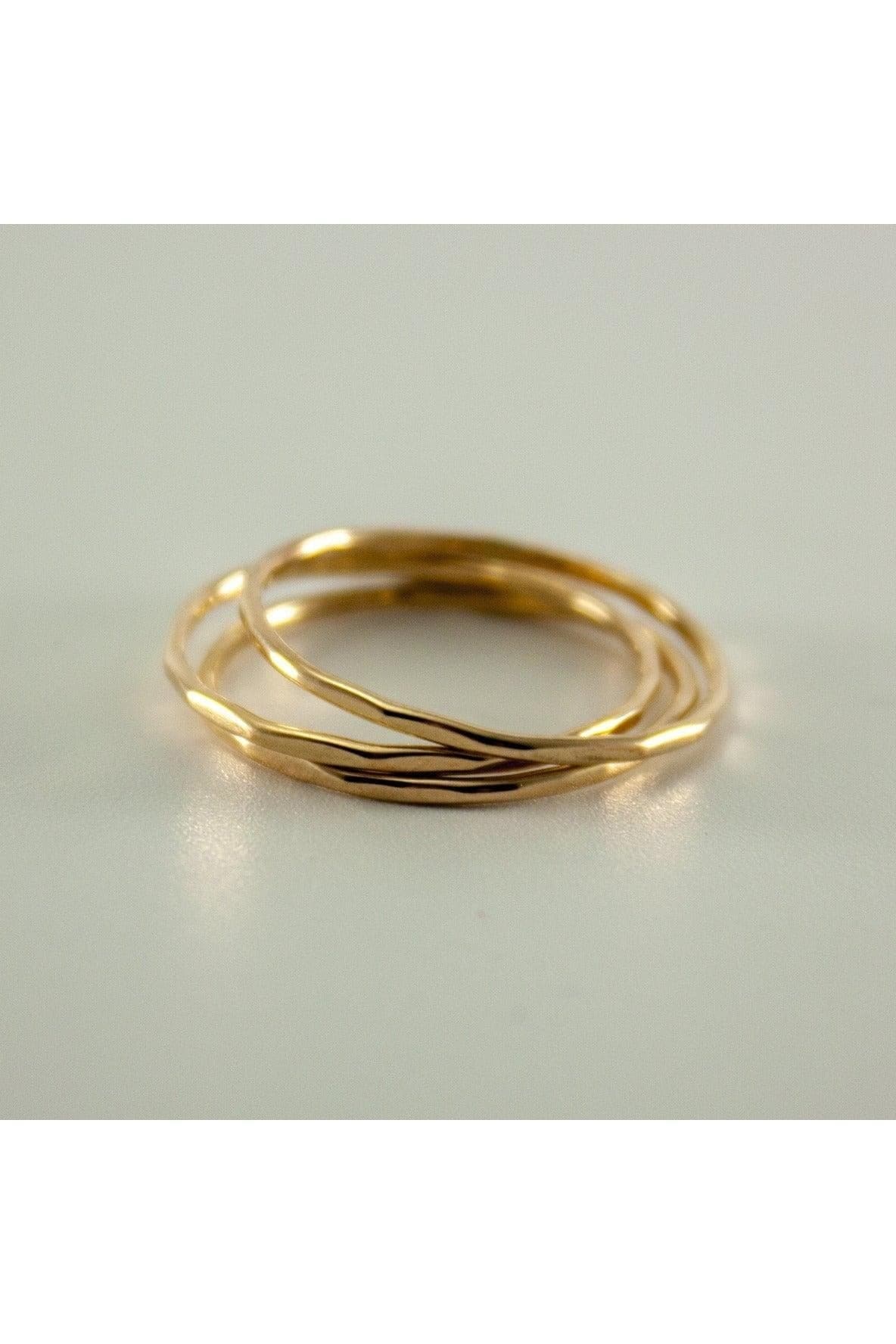 Hammered 14k Gold Filled Slim Ring Stack - SwagglyLife Home & Fashion