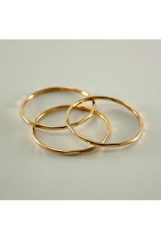 Hammered 14k Gold Filled Slim Ring Stack - SwagglyLife Home & Fashion