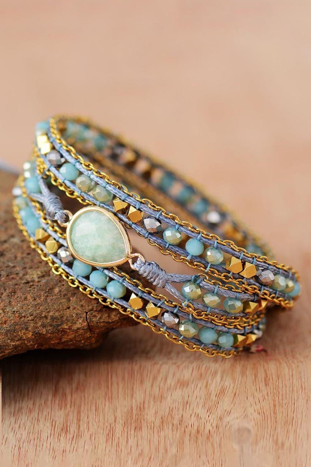 Handmade Teardrop Shape Triple Layer Beaded Bracelet - SwagglyLife Home & Fashion