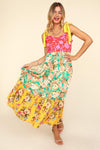 Haptics Floral Color Block Maxi Dress with Pockets - SwagglyLife Home & Fashion