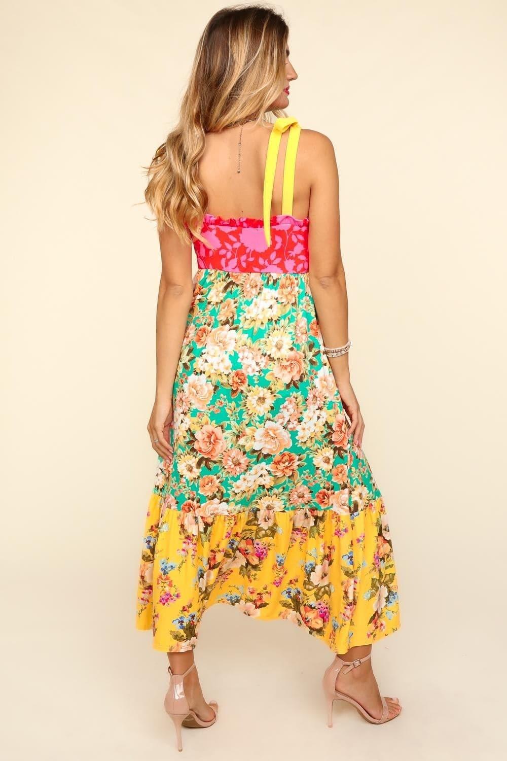 Haptics Floral Color Block Maxi Dress with Pockets - SwagglyLife Home & Fashion