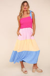 Haptics Smocked Color Block Tiered Cami Dress - SwagglyLife Home & Fashion