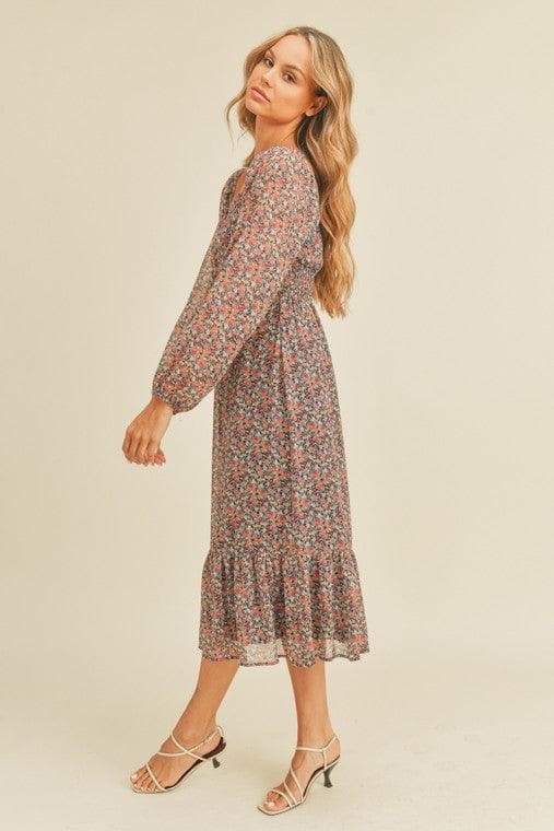 Floral Print Midi Dress - SwagglyLife Home & Fashion