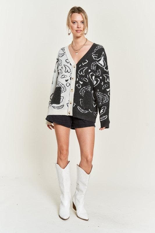 Heart Paisley and Color Block Cardigan - SwagglyLife Home & Fashion