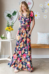 Heimish Full Size Floral Surplice Tie Waist Maxi Dress - SwagglyLife Home & Fashion