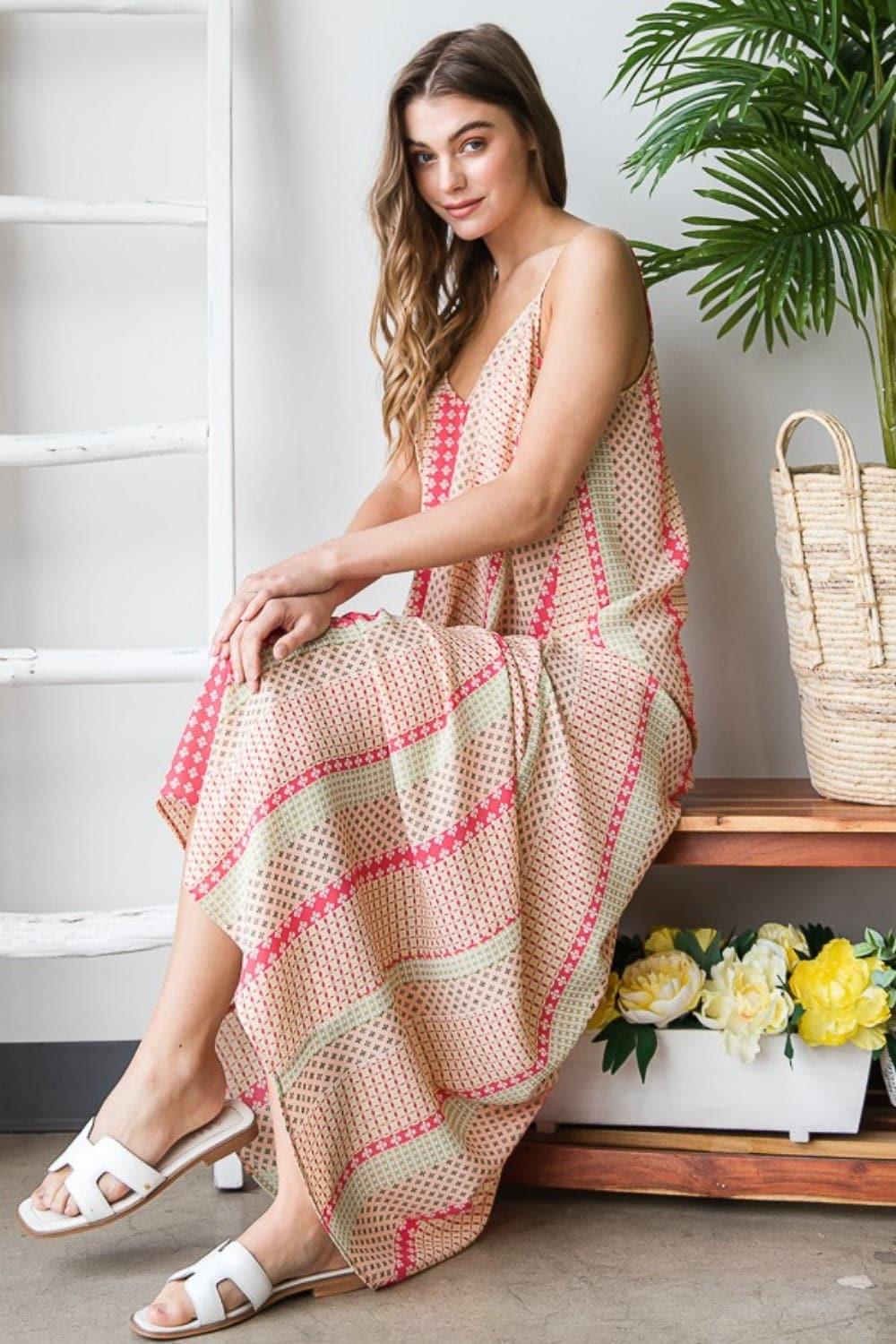 Heimish Printed Maxi Cami Dress with Pockets - SwagglyLife Home & Fashion