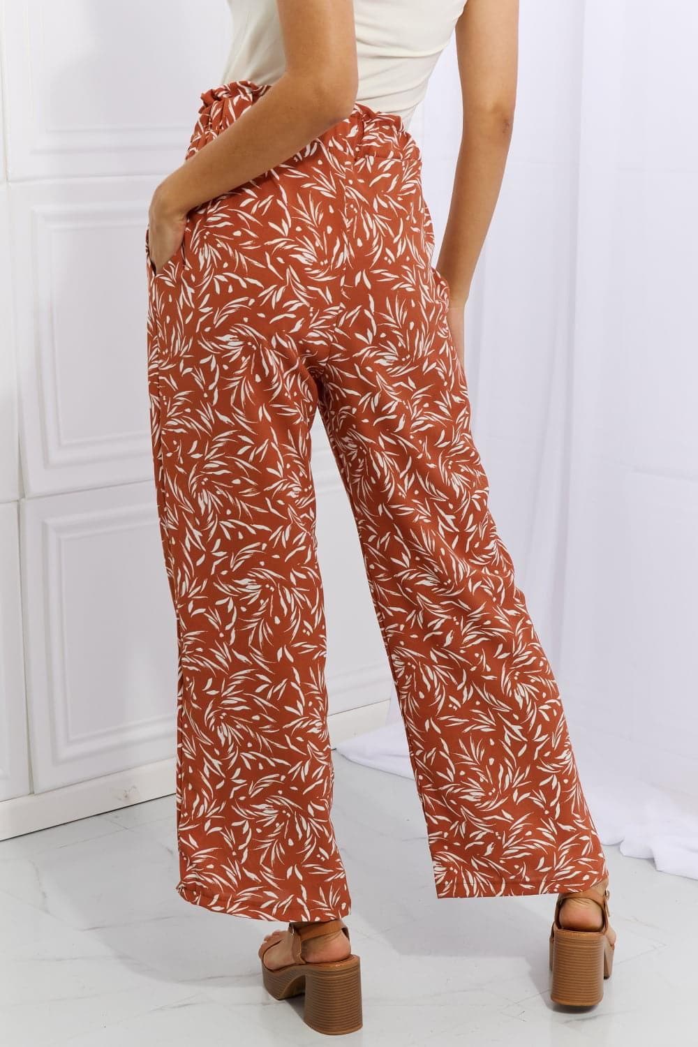 Heimish Right Angle Full Size Geometric Printed Pants in Red Orange - SwagglyLife Home & Fashion