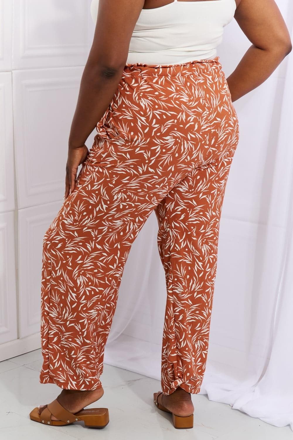 Heimish Right Angle Full Size Geometric Printed Pants in Red Orange - SwagglyLife Home & Fashion