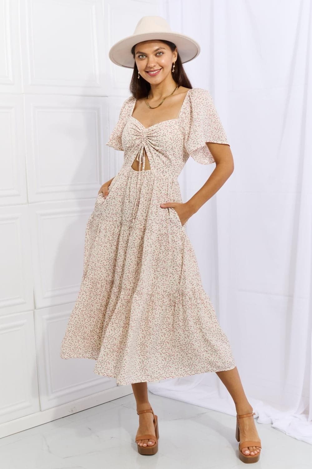 HEYSON Let It Grow Full Size Floral Tiered Ruffle Midi Dress - SwagglyLife Home & Fashion