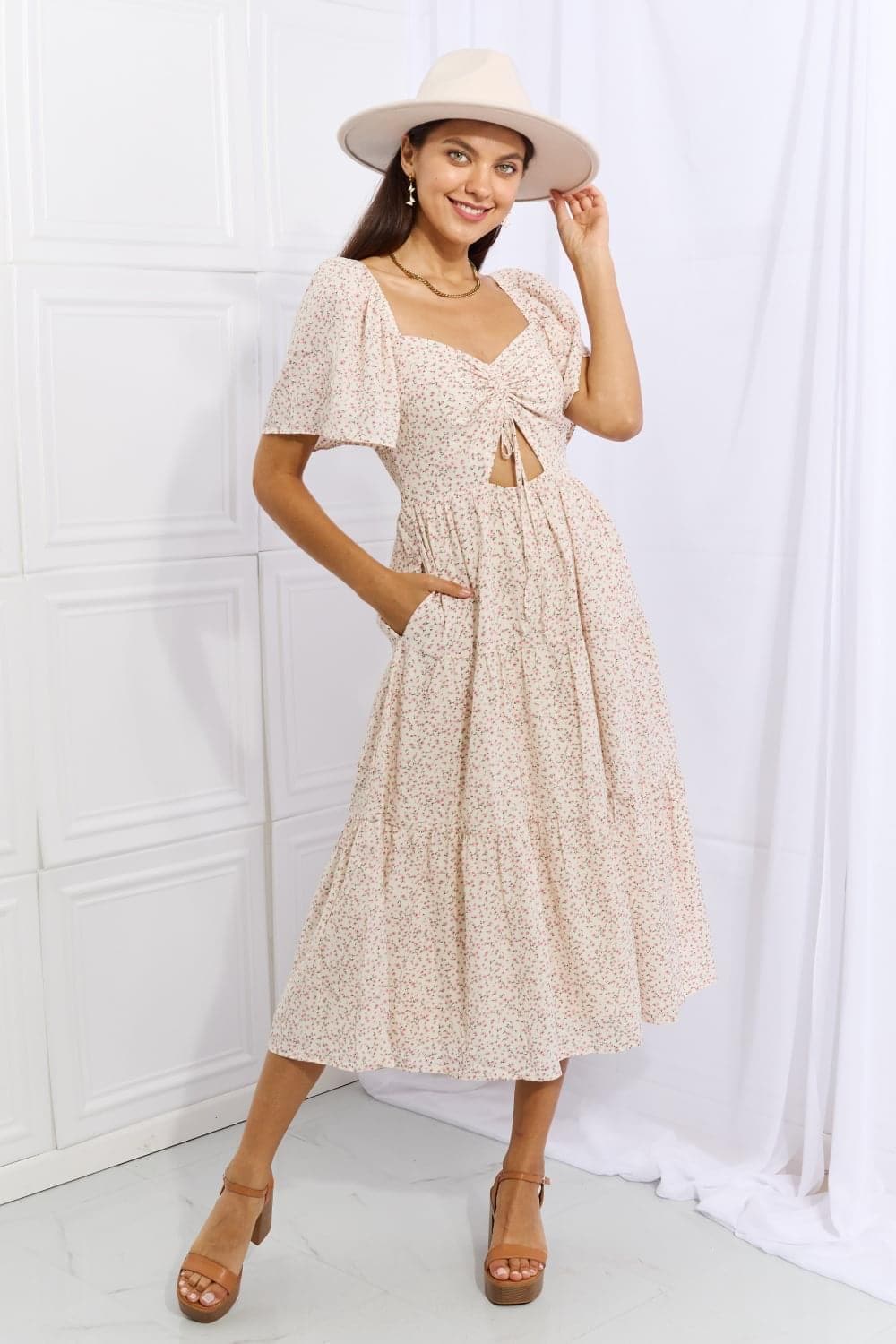 HEYSON Let It Grow Full Size Floral Tiered Ruffle Midi Dress - SwagglyLife Home & Fashion