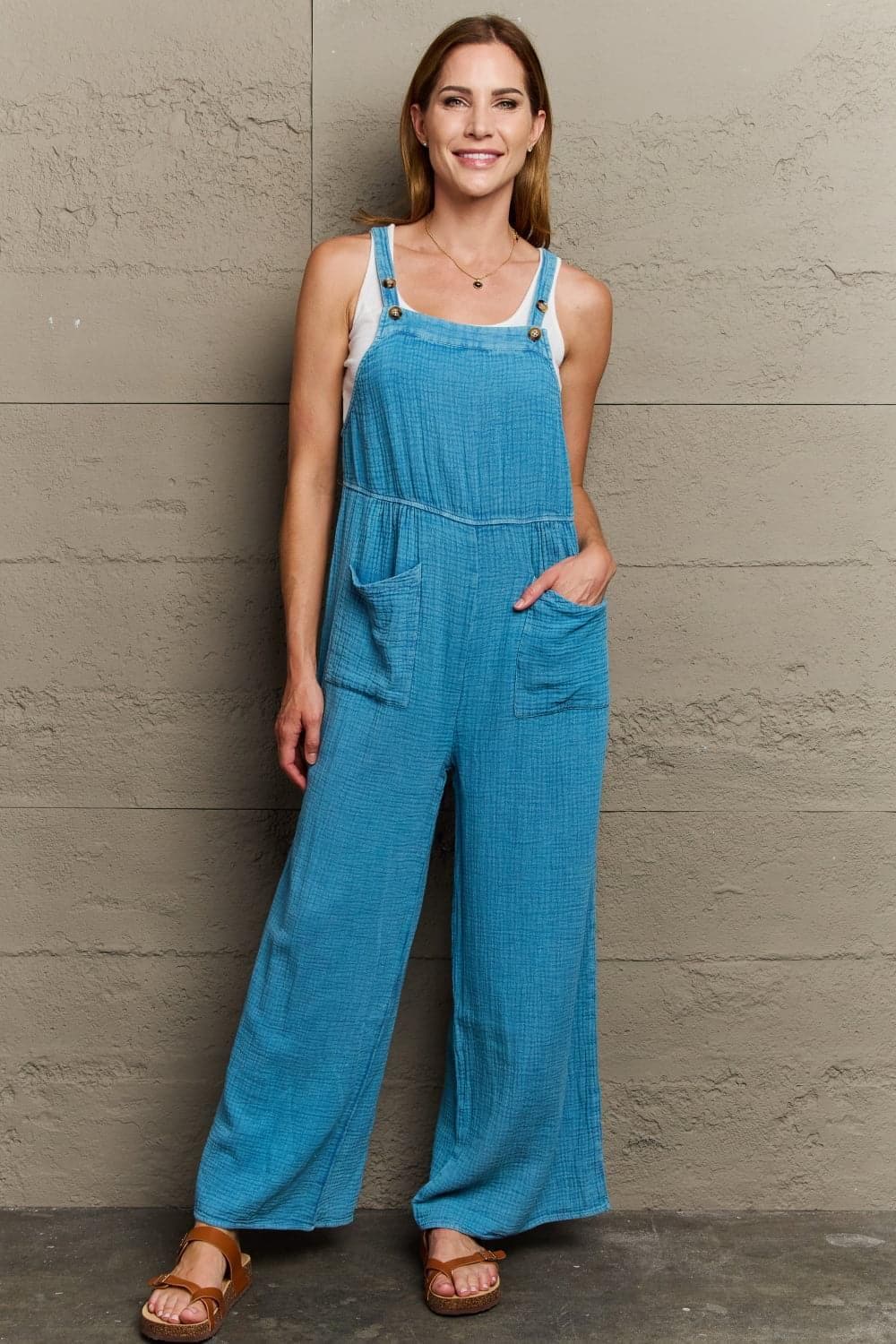 HEYSON Playful Mineral Wash Gauze Overalls - SwagglyLife Home & Fashion