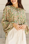 HEYSON She's Blossoming Full Size Balloon Sleeve Floral Blouse - SwagglyLife Home & Fashion
