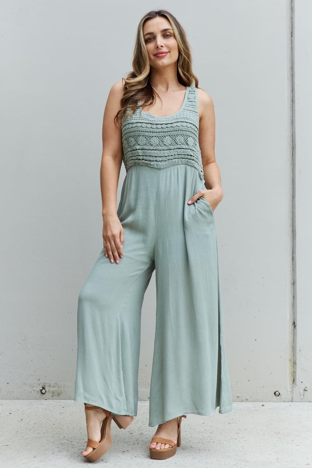 HEYSON Watch Me Full Size Crochet Detail Jumpsuit - SwagglyLife Home & Fashion