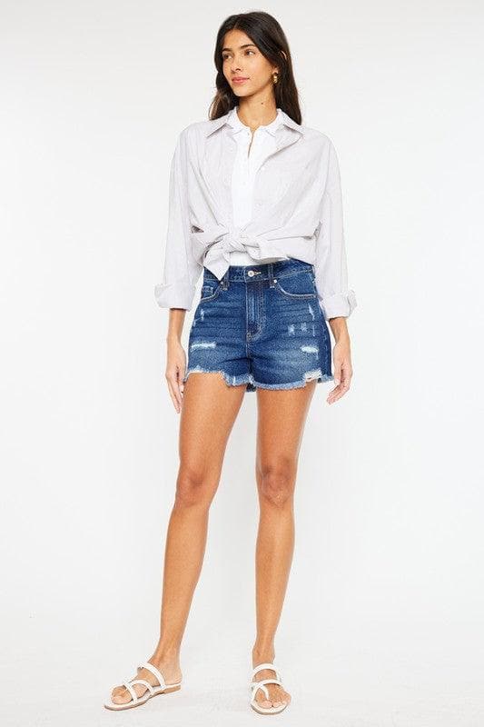 High Rise No Stitch Frayed Hem Shorts - SwagglyLife Home & Fashion