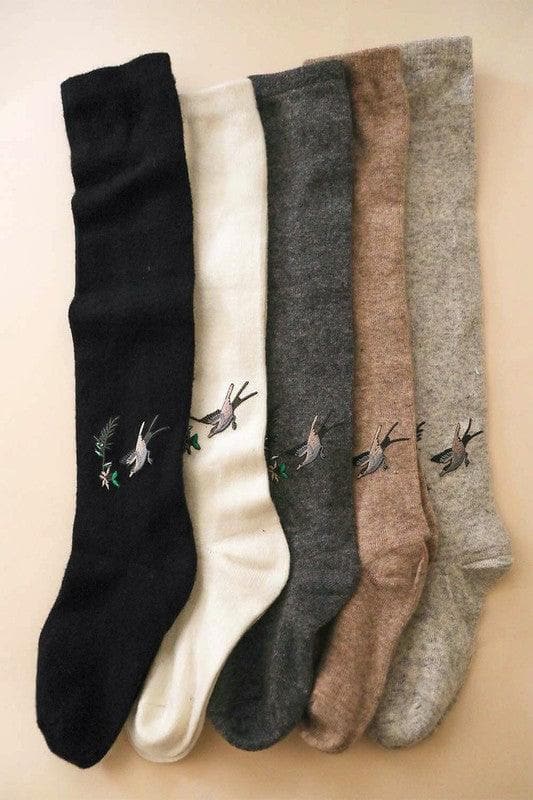 Hummingbird Wool Knee High Socks - SwagglyLife Home & Fashion