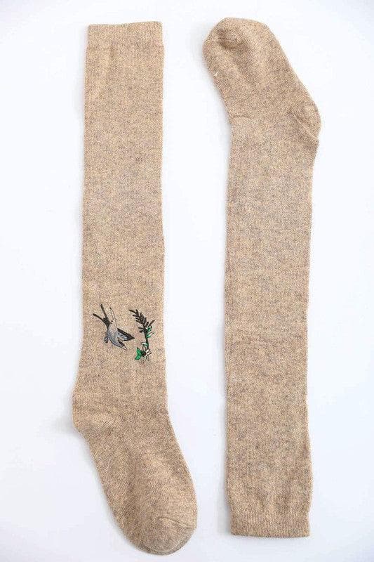 Hummingbird Wool Knee High Socks - SwagglyLife Home & Fashion