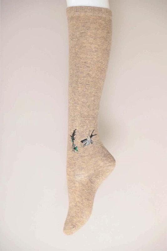 Hummingbird Wool Knee High Socks - SwagglyLife Home & Fashion