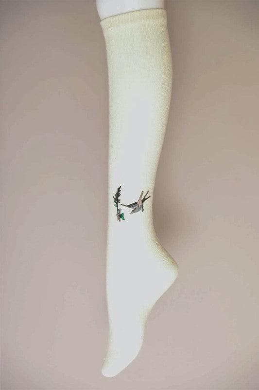 Hummingbird Wool Knee High Socks - SwagglyLife Home & Fashion