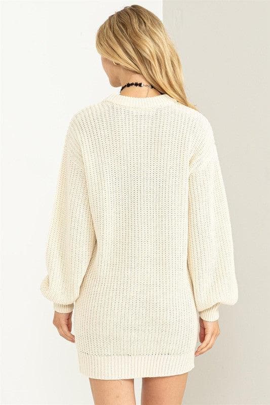 HYFVE Cable-Knit Ribbed Mini Sweater Dress - SwagglyLife Home & Fashion