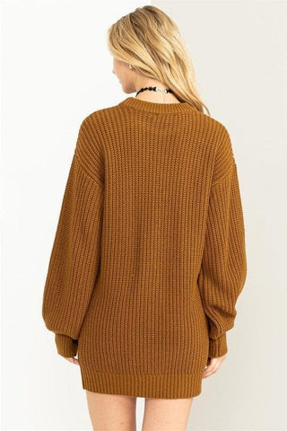 HYFVE Cable-Knit Ribbed Mini Sweater Dress - SwagglyLife Home & Fashion