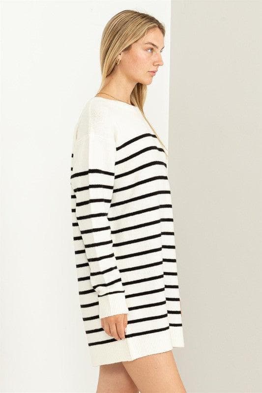 HYFVE Casually Chic Striped Sweater Dress, 2 Colors - SwagglyLife Home & Fashion