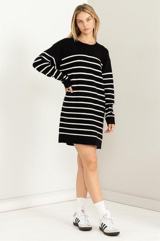 HYFVE Casually Chic Striped Sweater Dress, 2 Colors - SwagglyLife Home & Fashion