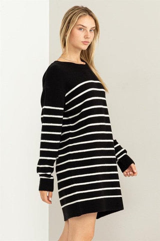 HYFVE Casually Chic Striped Sweater Dress, 2 Colors - SwagglyLife Home & Fashion