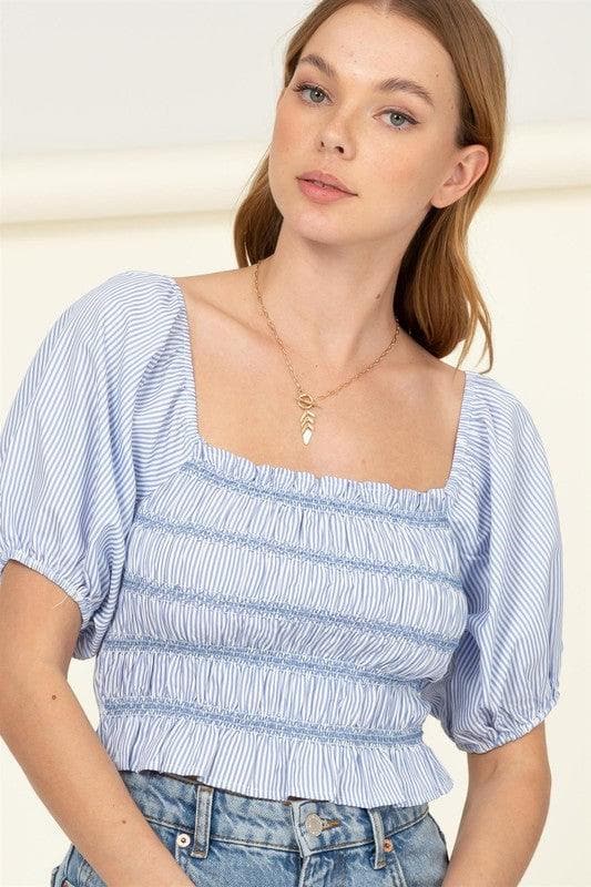 HYFVE Cotton Candy Smocked Striped Crop Top - SwagglyLife Home & Fashion