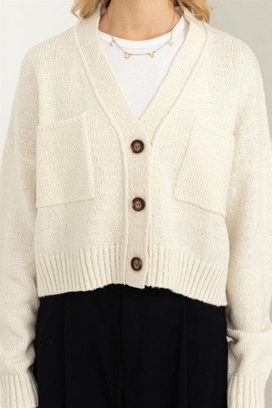 HYFVE Cute Mood Crop Shoulder Cropped Cardigan Sweater - SwagglyLife Home & Fashion