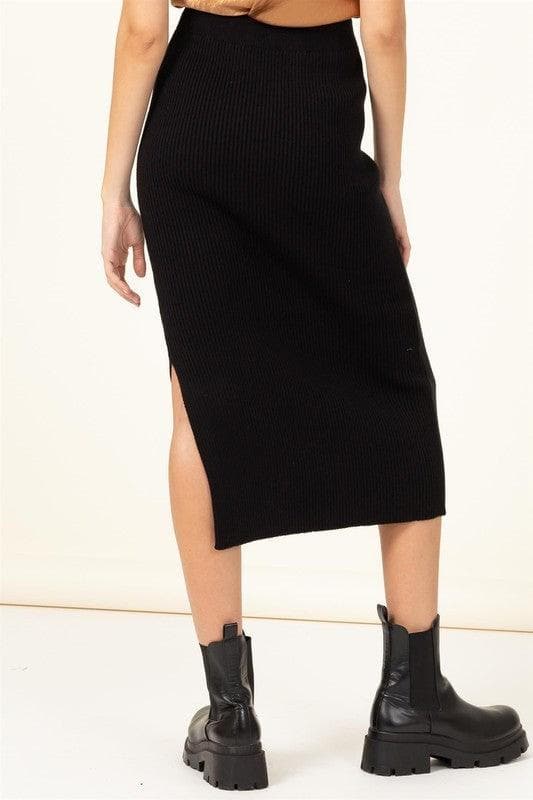 HYFVE Fashionista High-Waist Ribbed Midi Skirt - SwagglyLife Home & Fashion